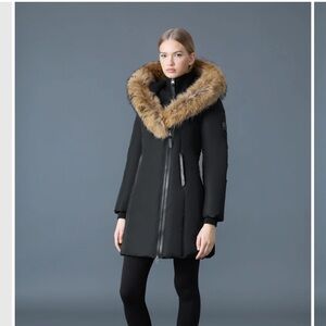 NWOT Mackage Black Kay F Puffer Coat with Fur Trim